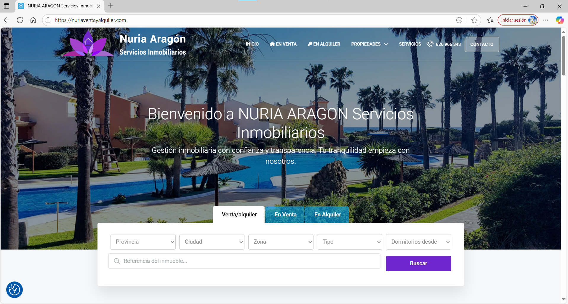 Web de Nuria Venta y Alquiler