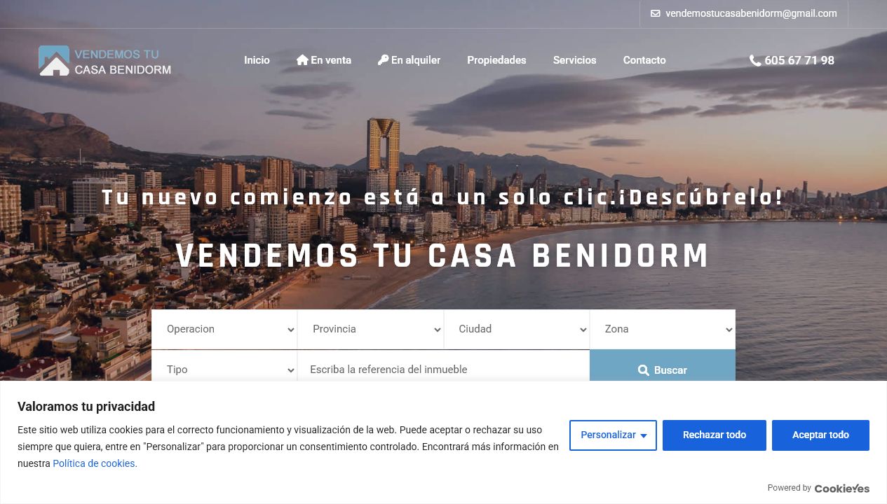 Web de Vendemos Tu Casa Benidorm